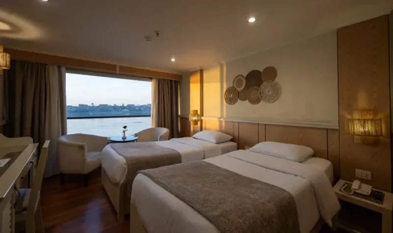 Magic I Nile Cruise elegant bedroom cabin with Nile River view